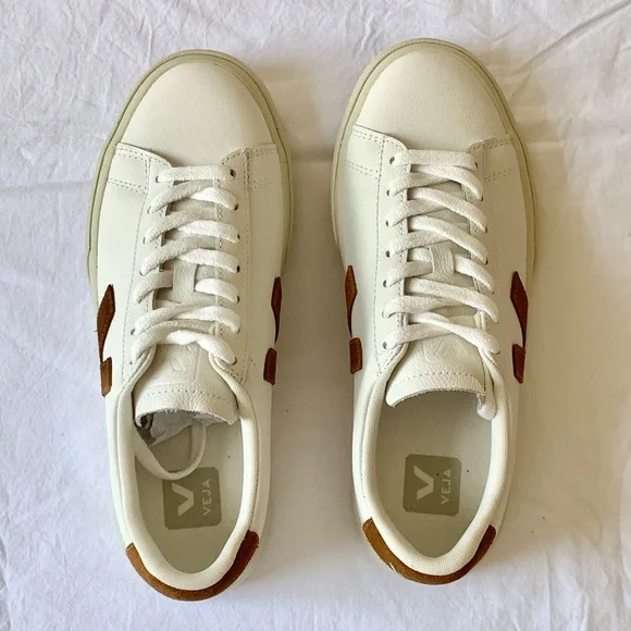 VEJA Campo Leather Sneakers White Cognac US8 - Picture 14 of 15